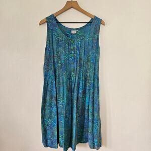 Del‎ Sole Imports Batik Dress Tunic S Blue Tie Dye Sleeveless